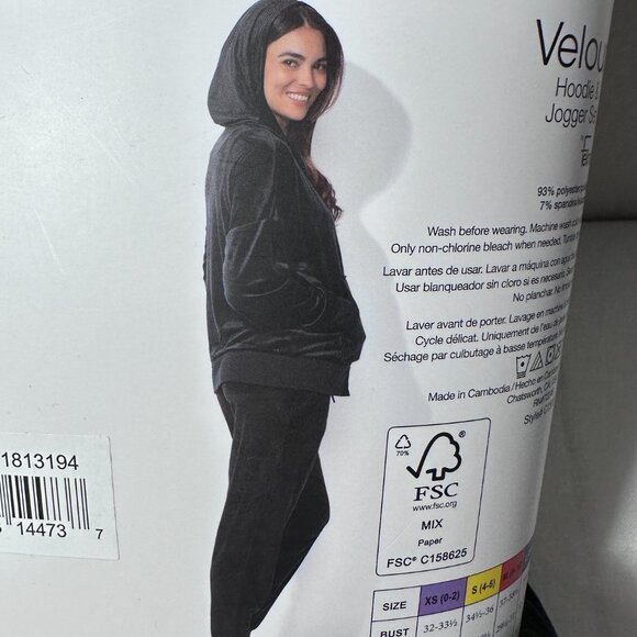 Felina Women's Luxe Velour Track Suit Size L Black Soft Loungewear Relax Fit NEW - Picture 9 of 11